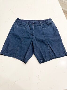 Coral Bay Navy Chambray Denim look Bermuda Shorts